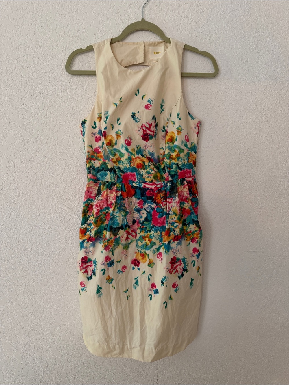 Maeve Cream Mini Dress with Multicolor Floral Print